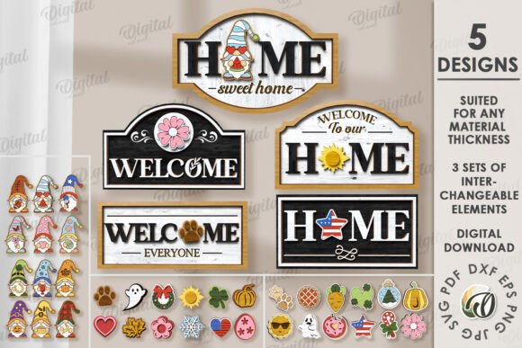 Download Interchangeable Home Signs Bundle Laser - Premium Resources